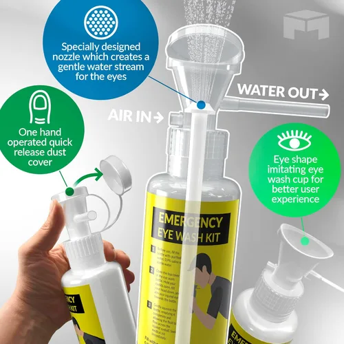 Miniatura 6 de MAASTERS Estación de lavado de ojos portátil sin BPA compatible con OSHA - Kit de lavado de ojos de primeros auxilios montado en la pared con espejo