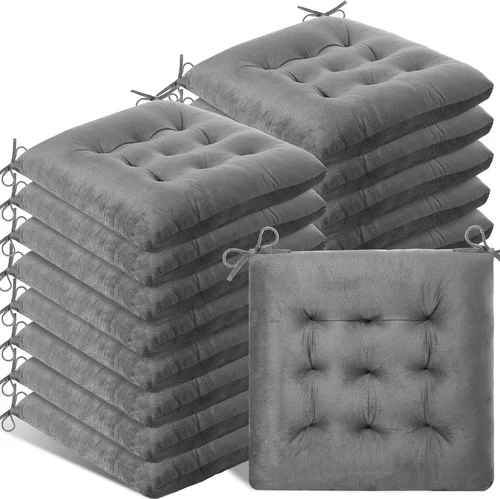 Miniatura 8 de Timgle Paquete de 16 cojines de asiento para silla, cojines de patio para muebles, almohadillas para sillas con lazos, tapete antideslizante