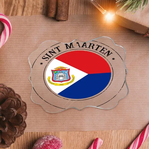 Miniatura 18 de Adorno de Navidad redondo de acrílico transparente de San Cristóbal y Nieves con la bandera nacional de San Cristóbal y Nieves, regalo de Navidad