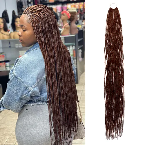 Miniatura 33 de AU-THEN-TIC Cabello senegalés con trenzas de ganchillo de 22 pulgadas, 6 paquetes de 40 mechones por paquete, extensiones de cabello de ganchillo