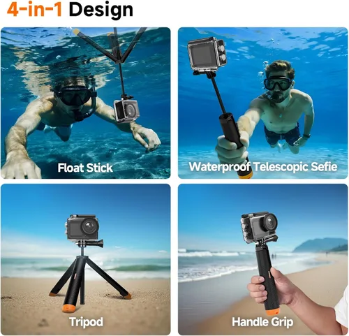 Miniatura 8 de SVBONY SVGo2 4K30FPS Cámara subacuática, EIS 2.0 doble pantalla táctil impermeable bajo el agua, zoom 50MP 5X, cámara de acción remota con palo