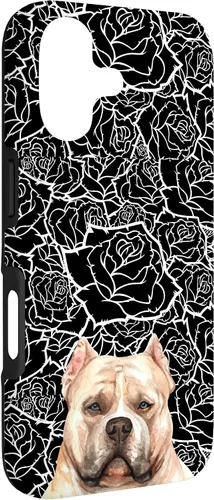 Miniatura 3 de American Bulldog Bully Dog Rose Flower Black White Pattern Case for iPhone 17