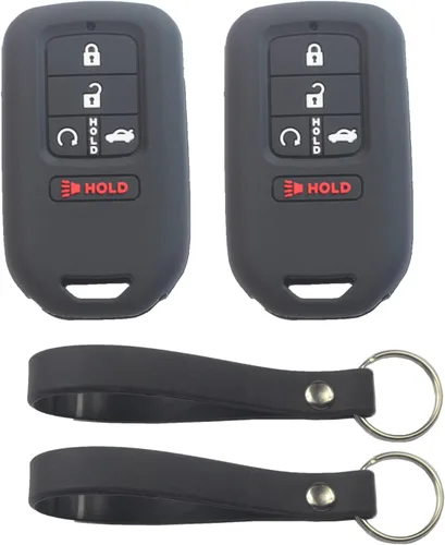 Miniatura 12 de 2 fundas de silicona de goma para llavero inteligente con 5 botones, protector de piel sin llave con llavero compatible con Honda Accord Civic 2018