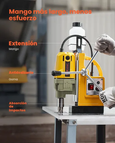 Miniatura 6 de VEVOR Taladro magnético, motor de 1400 W de diámetro de taladrado de 1.6 pulgadas, prensa eléctrica portátil de 2810 lbf, velocidad sin carga de 800
