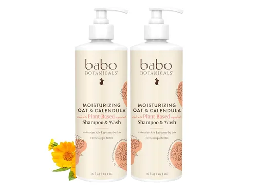 Miniatura 7 de Babo Botanicals Moisturizing Oat & Calendula 2-in-1 Shampoo & Wash – Gentle Cleansing for Dry or Sensitive Skin – Safe for Baby, Toddler, Kids &