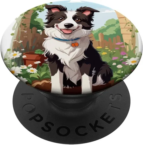 Cute Border Collie Dog PopSockets Standard PopGrip