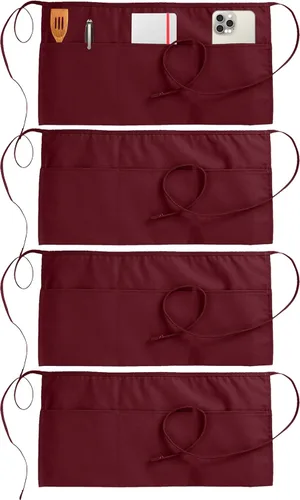 Utopia Wear Paquete de 4 delantales con 3 bolsillos, delantal de cintura para camarera, 12 pulgadas