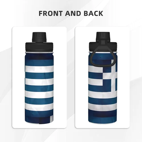 Miniatura 3 de Greek Flag Insulated Stainless Steel Kettle Print Funny Water Bottle Insulated Ideal for Sports and Travel