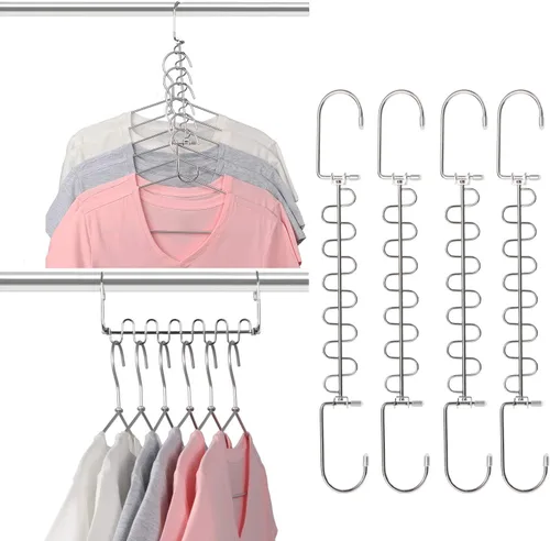 GEFTOL Perchas de metal que ahorran espacio, 12 ranuras, nueva versión, colgador mágico en cascada, organizador de ropa para armario, armario