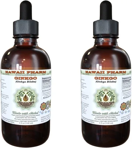 Miniatura 5 de Hawaii Pharm Extracto líquido sin alcohol de ginkgo, ginkgo (Ginkgo Biloba), suplemento herbario natural de glicerita de hoja seca, 4 onzas