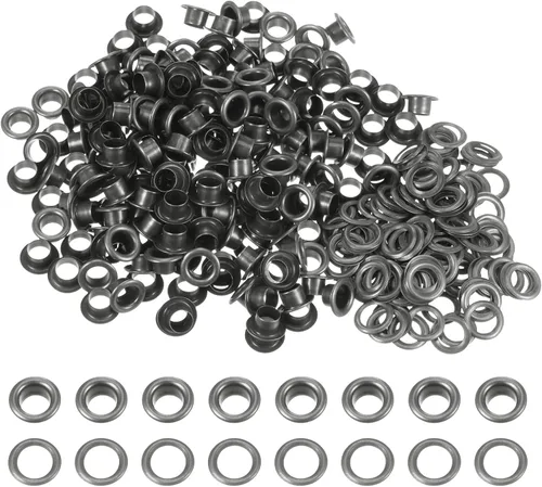 Miniatura 59 de HARFINGTON Juego de 200 ojales redondos de color de 0.394 pulgadas, ojales metálicos con arandelas para álbumes de recortes, zapatos, ropa, lona