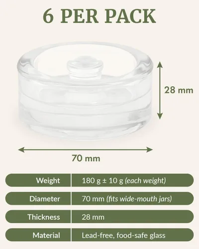 Miniatura 2 de Elementi Juego de 6 pesas de fermentación de vidrio, peso de fermentación de vidrio de fácil agarre, ajuste perfecto para tarros de conservas
