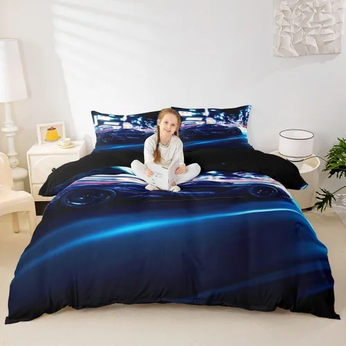 Miniatura 11 de Erosebridal Juego de ropa de cama para niños, juego de funda de edredón de sirena tamaño individual, funda de edredón femenina de escamas de peces