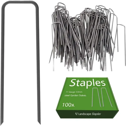 Miniatura 18 de AAGUT Paquete de 50 grapas galvanizadas de 12 pulgadas para jardín, grapas en forma de U, grapas de jardinería para anclaje de césped, tubería