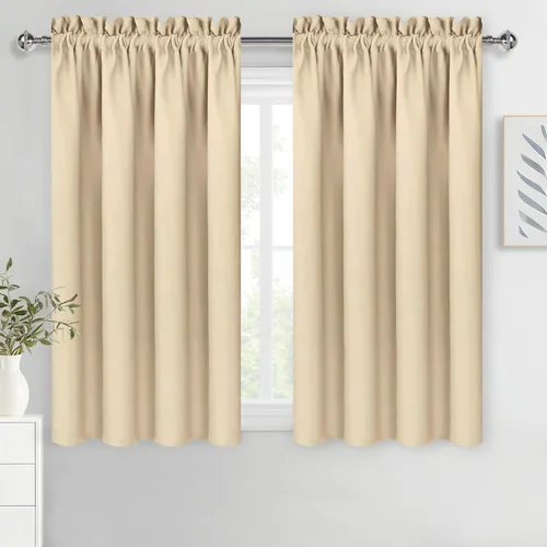DWCN - Cortinas opacas color beige para dormitorio, con bolsillo para cortinero, aislamiento térmico, ahorro de energía, para sala de estar y