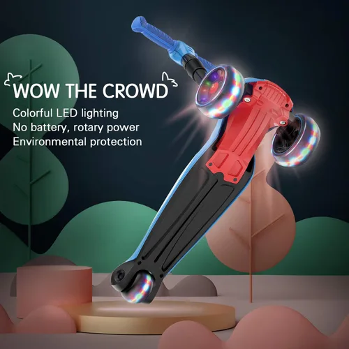 Miniatura 2 de LOL-FUN Scooter para niños de 3 a 12 años de edad con luces LED de 3 ruedas, extra ancho plegable para niños de 3 a 5 años con 4 alturas ajustables