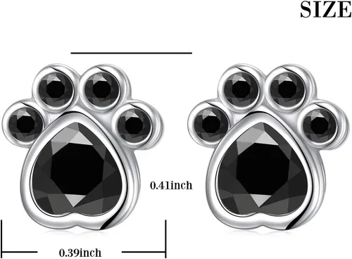 Miniatura 6 de Pendientes de tuerca de plata esterlina S925 con estampado de pata de perro y gato