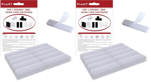 Miniatura 12 de ProHT Tiras de velcro con adhesivo de 0.8 x 3 pulgadas, 40 pares de tiras adhesivas de resistencia industrial para cojines de sofá. Resistentes