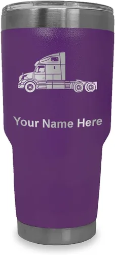 Miniatura 32 de LaserGram Taza aislada al vacío de 20 onzas, cabina de camión, grabado personalizado incluido (negro)