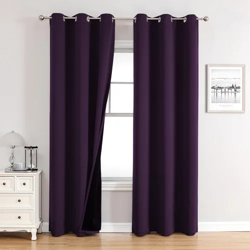 Miniatura 67 de ChrisDowa - Cortinas 100% opacas, para dormitorio, con forro negro, 2 capas gruesas, aislamiento térmico y ojales, 63 pulgadas de largo, juego de 2