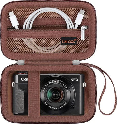 Miniatura 16 de Canboc Funda de transporte para cámara digital Canon PowerShot G7X Mark III/G7X Mark II/SX740/SX730, bolsillo de malla compatible con cable USB