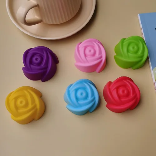 Miniatura 5 de Moldes de silicona para hornear, paquete de 6, con forma de flor, antiadherentes, fáciles de limpiar