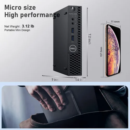 Miniatura 5 de Dell Mini PC con Windows 11 Micro Computadora OptiPlex 3060 de escritorio, i7-8700T 32GB Ram 512GB M.2 NVMe M.2 SSD, AX210 Built-WiFi 6E, soporte