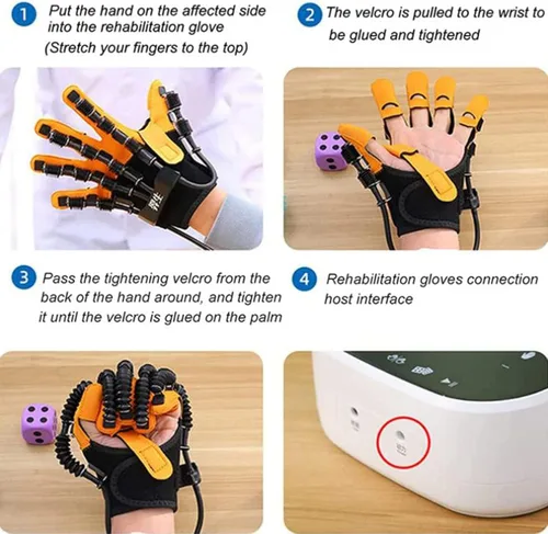 Miniatura 6 de Guante robot Dispositivo de rehabilitación de mano para hemiplejia cerebral Entrenador de dedos de recuperación de función de mano, para robot