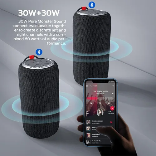 Miniatura 2 de Monster S310 Altavoz Bluetooth mejorado, altavoz portátil de 30 W, sonido estéreo 360° con graves potentes, emparejamiento TWS, impermeable IPX6