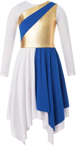 Miniatura 27 de CHICTRY Vestido de baile lírico sin mangas asimétrico para niñas, disfraz de adoración litúrgica contemporánea