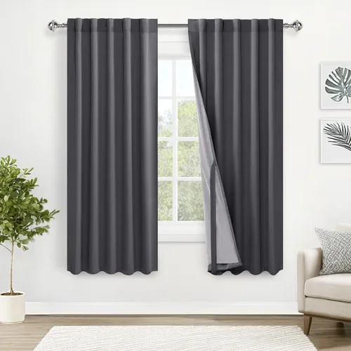 Miniatura 14 de XWZO Cortinas blancas 100% opacas con alzapaños, 2 capas gruesas completamente sombreadas con bolsillo para barra y pestaña trasera, cortinas