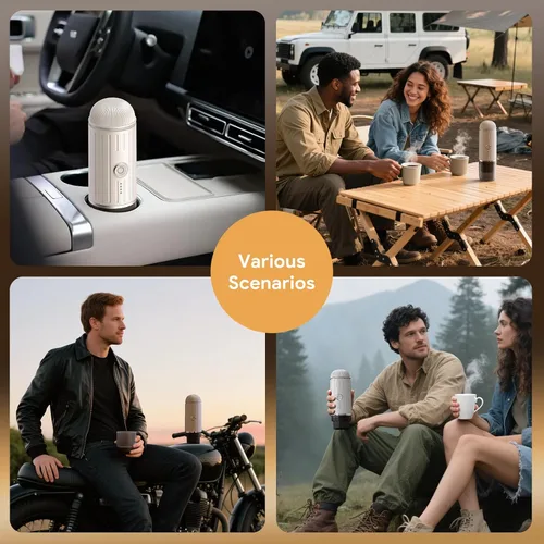Miniatura 7 de Cafetera eléctrica portátil para café molido y cápsulas NS, tecnología de autocalentamiento rápido con USB-C, perfecta para RV, senderismo, camping