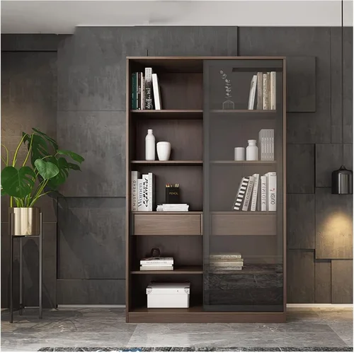 Miniatura 5 de moisture Estantería de piso a techo con puerta corrediza de vidrio, gabinete de almacenamiento adecuado para sala de estar, dormitorio, estudio