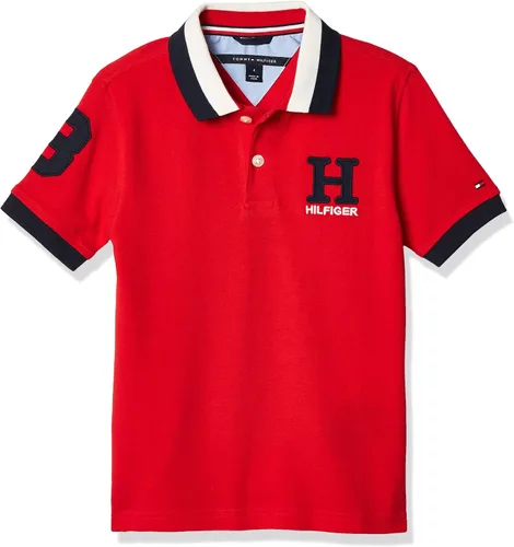 Tommy Hilfiger Camisa polo de manga corta para niño, 100% algodón, logotipo bordado