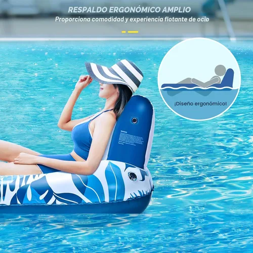 Miniatura 4 de JCLEAL Flotadores de piscina para adultos de 1-2-3 personas, tumbona inflable extra grande, silla reclinable reclinable con respaldo, reposapiés