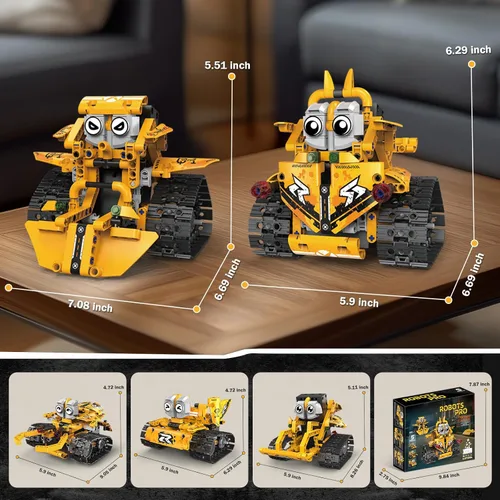 Miniatura 8 de Kit de construcción de robot STEM para niños de 8 a 16 años, juguetes robot 5 en 1 con aplicación y control remoto, 269 piezas de bloques