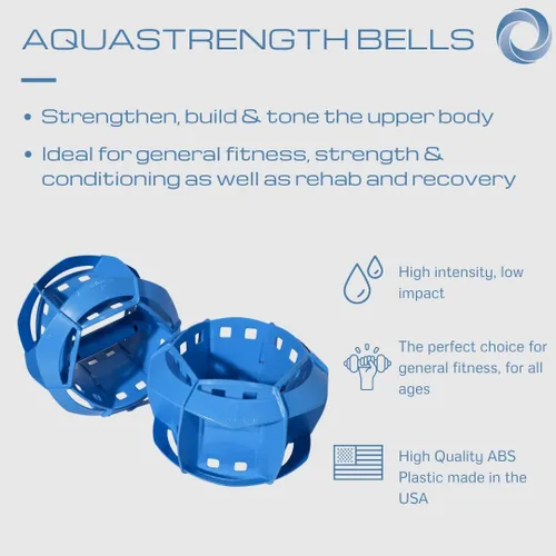 Miniatura 7 de Aquastrength Ultimate Bundle - Equipo funcional para ejercicios de piscina Pesas de agua Barbell, campanas y aletas Enlace a Ejercicios y Azul