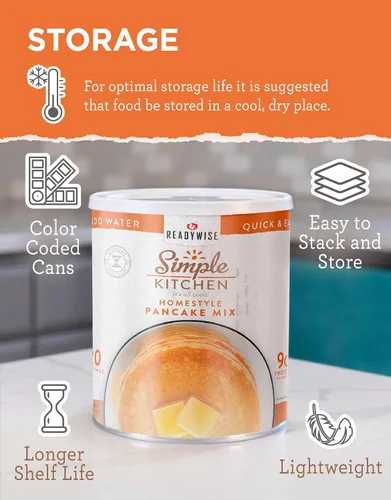 Miniatura 7 de Simple Kitchen Mezcla de Panqueques Caseros – 20 Porciones para Preparación de Comidas Familiares, Supervivencia, Solo Agrega Agua Comida Enlatada