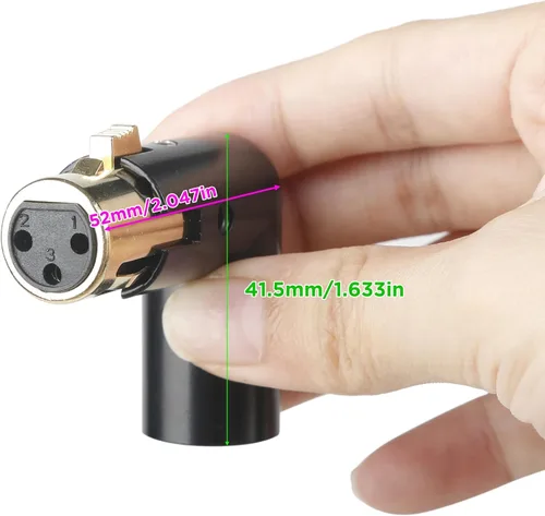 Miniatura 3 de MAD OWL Adaptador XLR de 3 pines de 90 grados, adaptador XLR de ángulo recto ajustable macho a hembra para cable DMX negro