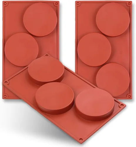 homEdge Molde de silicona con forma de disco de 3 cavidades, 3 paquetes de pastel de disco, gustard, posavasos de resina, tarta y moldes de jabón