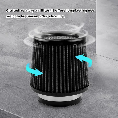 Miniatura 4 de Rulline 76 mm 89 mm 102 mm Filtro de aire 3" 3.5" 4" Filtro de aire frío universal de admisión de aire con abrazadera de cono cónico redondeado