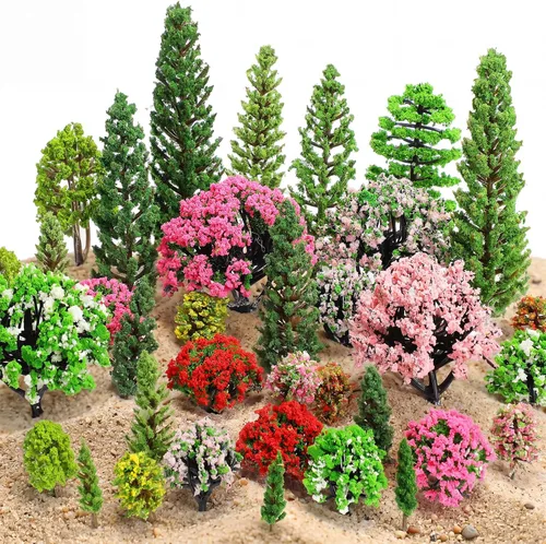 Miniatura 10 de Skylety 35 Piezas Árboles de Modelo 1.2-6.3 Pulgadas Árboles en Miniatura Mixtos Suministros de Diorama Plantas Falsas Paisaje de Tren Villa Verde