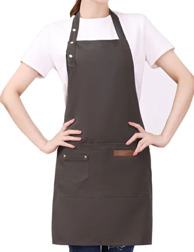 Miniatura 9 de Delantales para mujeres y hombres con bolsillos, correas ajustables, impermeable, lona para cocina, cocinero, camarera, servidor