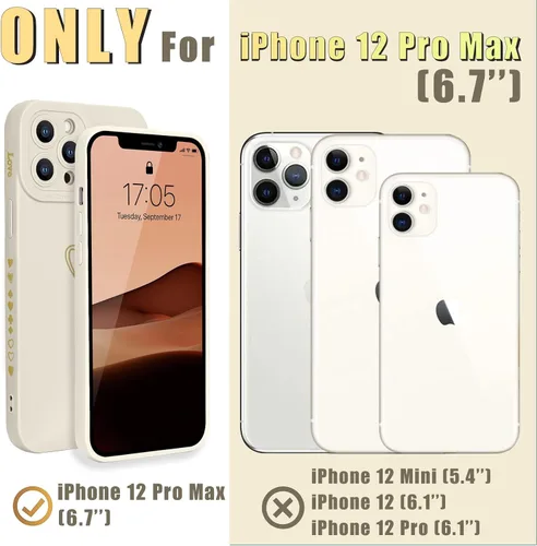 Miniatura 2 de Teageo Funda compatible con iPhone 12 Pro Max de 6.7 pulgadas para mujeres y niñas, bonito corazón de lujo