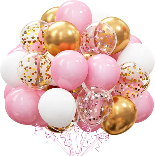 Miniatura 17 de OuMuaMua Kit de 62 globos de confeti azul, plateado y blanco, globos blancos de 12 pulgadas, globos plateados metálicos, globos de confeti plateado