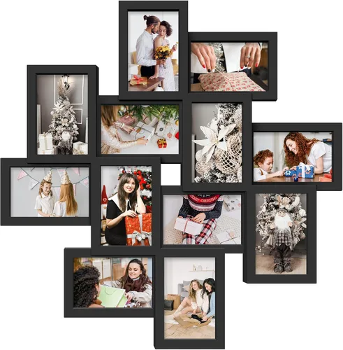 Miniatura 12 de JERRY & MAGGIE - Portarretratos múltiple de 24 x 24 pulgadas, en PVC para pared, para fotografías de 6 x 4 pulgadas, 12 portarretratos, varios Dorado
