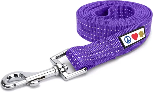 Correa para perro púrpura Pawtitas de 6 pies M/L reflectante, duradera y ligera para perros medianos o grandes y cachorros Purple Reflective