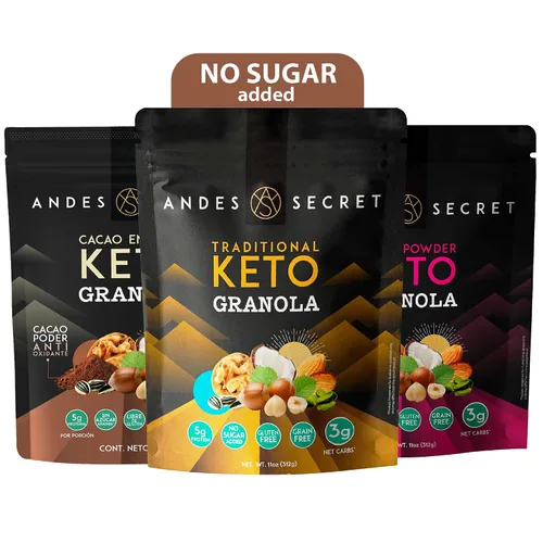 Miniatura 9 de Andes Secret Granola de cacao - Almendras, avellanas - Granola keto alta en proteínas sin azúcar, granos y gluten - 11 oz (1 paquete)
