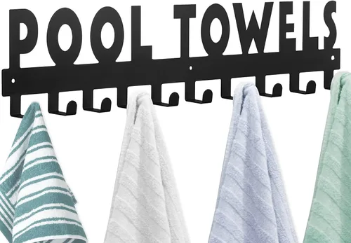 Miniatura 7 de Ganchos para toallas de piscina para baño, soporte para toallas, soporte de toalla de acero al carbono, organizador para interiores y exteriores