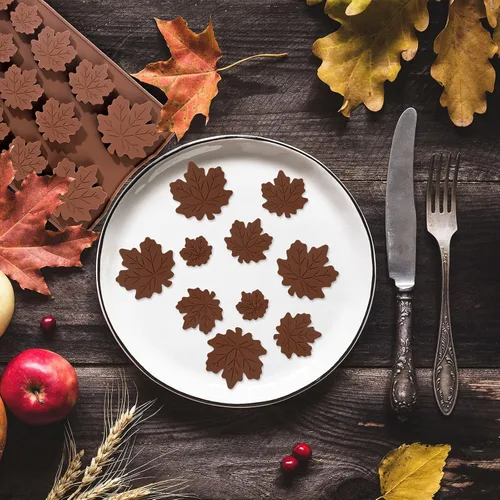 Miniatura 4 de Whaline Paquete de 4 moldes de silicona para otoño, hojas de arce, 3 tamaños, molde de resina de fondant, moldes de chocolate con forma de hoja